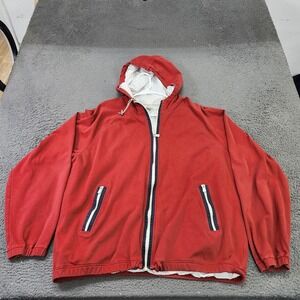 Bally Hoodie Mens 2XL Red Full Zip Lined Drawstring Pockets Sweatshirt Casual